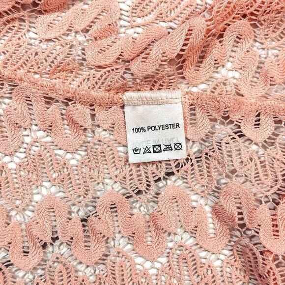 MELISSA ODABASH Lace Beach Cover-Up Women Small Peach Sheer‎ Summer Romper Italy - Picture 9 of 15